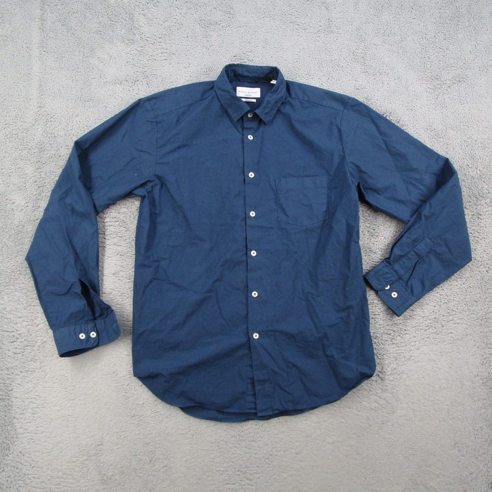 Manual Alphabet Mens Loose Fit Button Down Shirt Navy Blue Size 2 Made in Japan